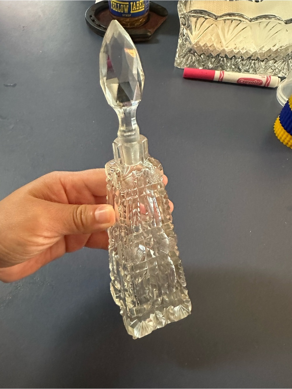 vintage cut glass perfume bottle or small decanter